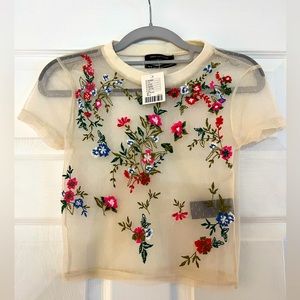 Urban Outfitters Embroidered Flower Crop Top